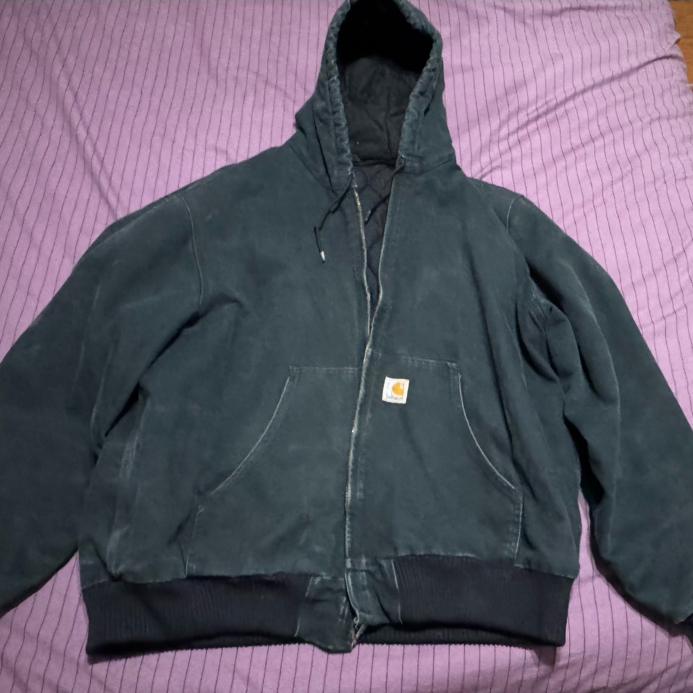 Carhartt Men's Faded Black Hooded Canvas Jacket